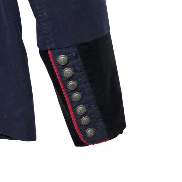 Free People Velvet Military Band Jacket Navy Blue Structured Statement Luxe S - Picture 9 of 14